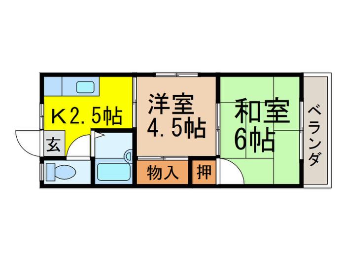大泉パールハイツ(2K/2階)の間取り写真
