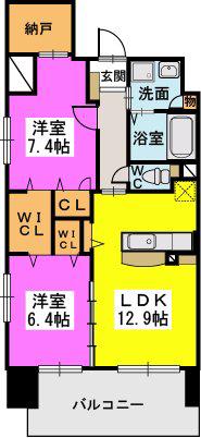 プロスペレー駅南(2LDK/11階)の間取り写真