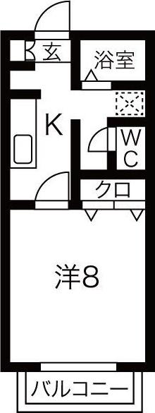 サン・FRIENDS西島II(1K/1階)の間取り写真