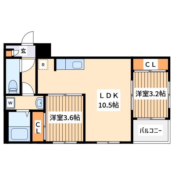 リヴァイブ古淵(2LDK/3階)の間取り写真