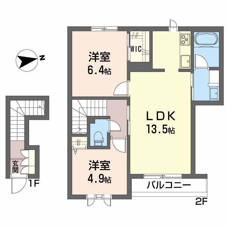 シャーメゾン・トムテ(2LDK/2階)の間取り写真