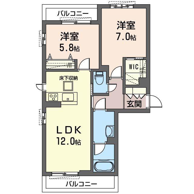 小田急江ノ島線 藤沢駅 徒歩33分 2階建 築6年(2LDK/1階)の間取り写真