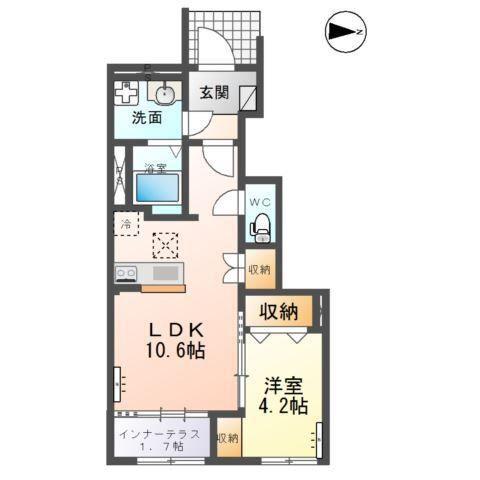 袋原1丁目アパート工事(1LDK/1階)の間取り写真