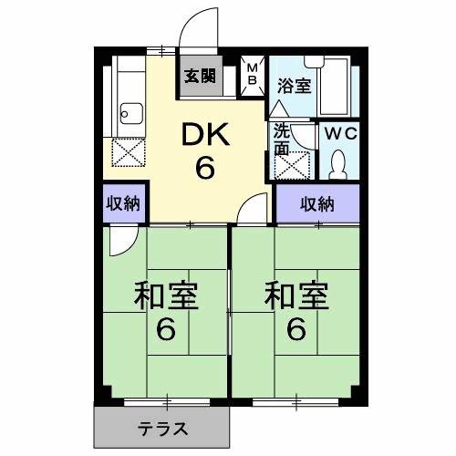 シティーハイツさわ(2DK/1階)の間取り写真