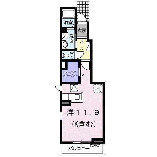ワレアハレ中海岸(ワンルーム/1階)の間取り写真