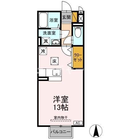 ロイヤルシティA(ワンルーム/1階)の間取り写真