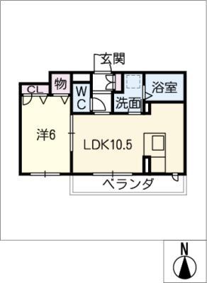 プレミアスII(1LDK/3階)の間取り写真