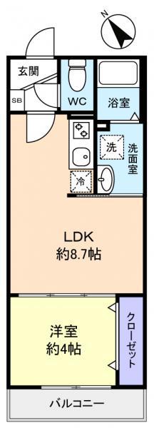 ERIU(1LDK/3階)の間取り写真