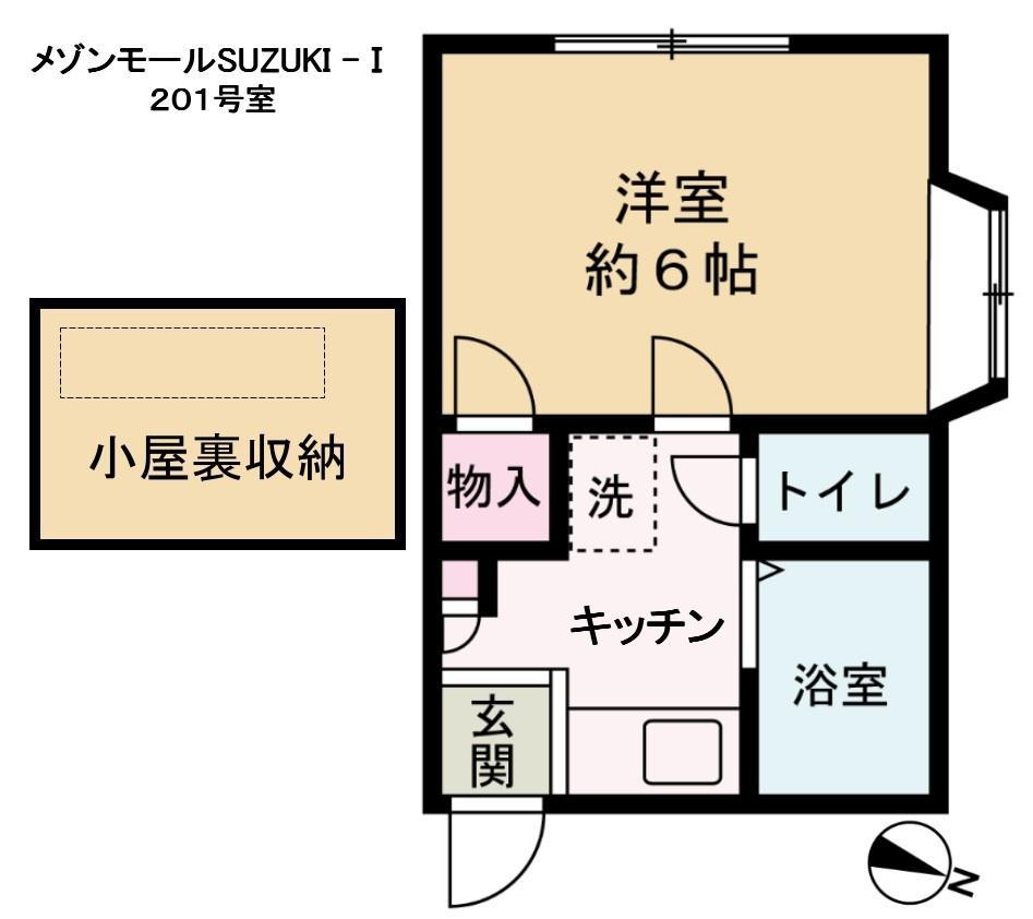 メゾンモールSUZUKI-I(1K/2階)の間取り写真