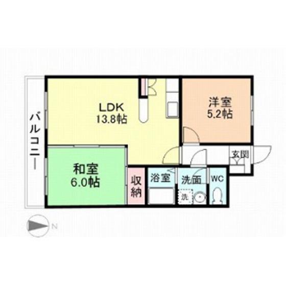 ヴァンベール上袋(2LDK/2階)の間取り写真