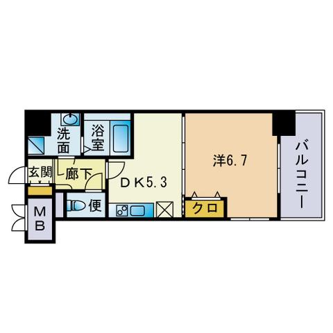 ウィークス シスイ(1DK/5階)の間取り写真