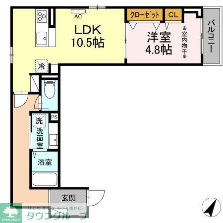 Dフルト並木町(1LDK/3階)の間取り写真