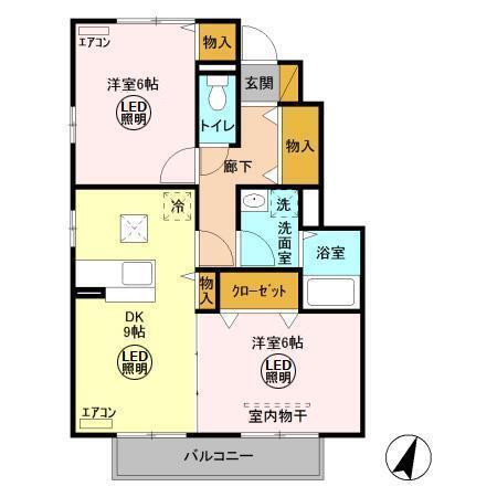 ポートスクエアC(2DK/1階)の間取り写真