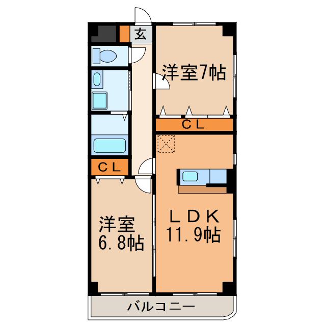 プリミエールNYOI(2LDK/4階)の間取り写真