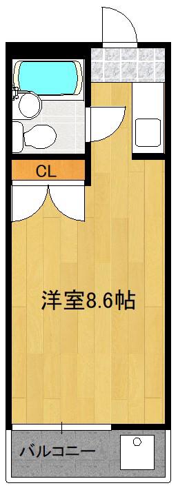シャトル箱崎(ワンルーム/2階)の間取り写真