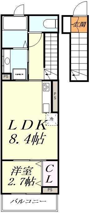 ソレアード(1LDK/2階)の間取り写真