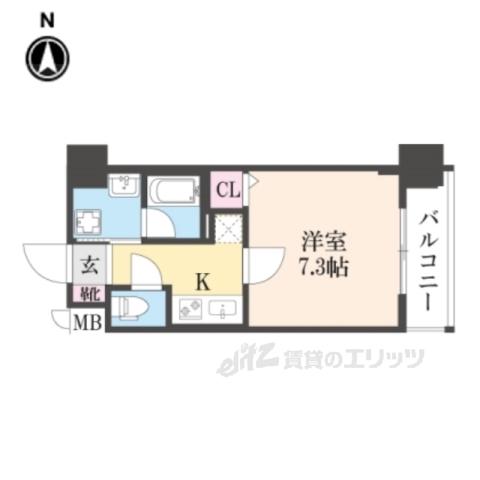 ベラジオ雅び烏丸十条2(1K/5階)の間取り写真