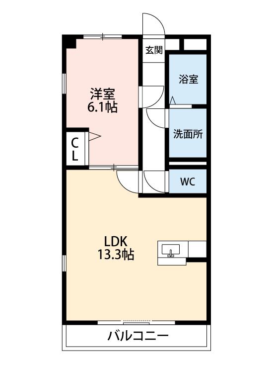 サンハイム西山(1LDK/2階)の間取り写真
