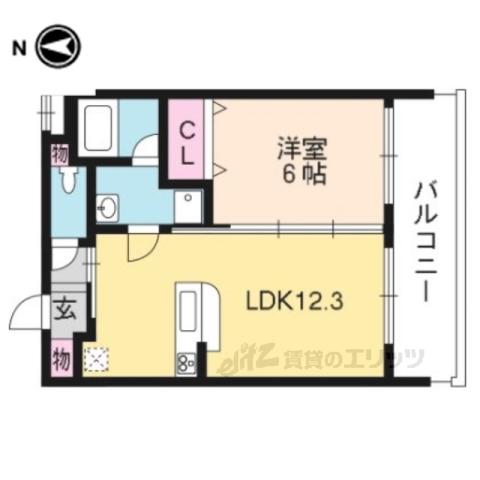 クオリア花園(1LDK/4階)の間取り写真