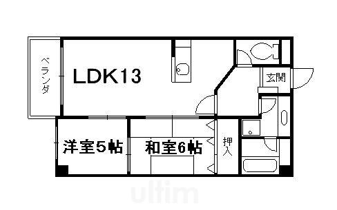 カーサグラン御池(2LDK/1階)の間取り写真