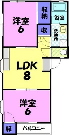 アレストスズキC(2DK/1階)の間取り写真