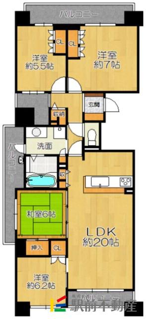 サーパスシティ中央大通西館(4LDK/12階)の間取り写真
