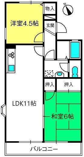 プレステージグランデI(2LDK/1階)の間取り写真
