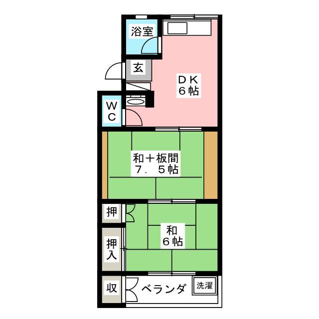春里ビル(2DK/1階)の間取り写真