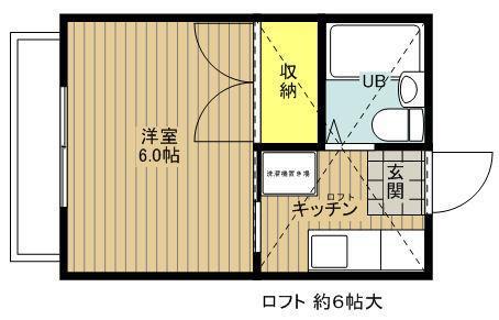 ベルクレスト(1K/2階)の間取り写真