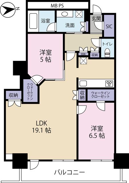 阿波座ライズタワーズフラッグ46 OMPタワー(2LDK/39階)の間取り写真