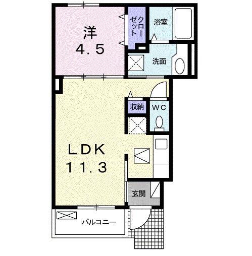ホープヒルズ(1LDK/1階)の間取り写真
