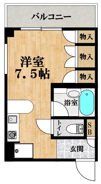 ファニーコートS(ワンルーム/2階)の間取り写真