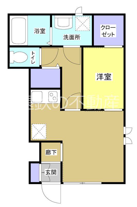 コワンテールB(1DK/1階)の間取り写真