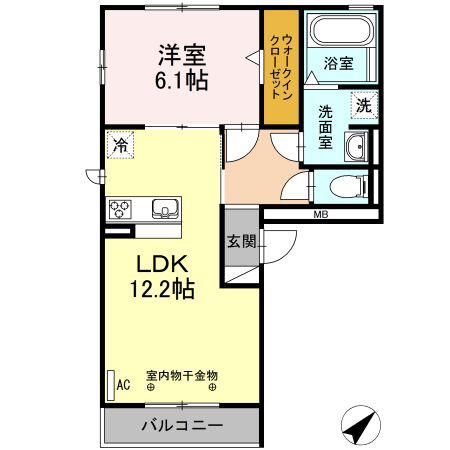 リヴェール ファミーユ A棟(1LDK/2階)の間取り写真