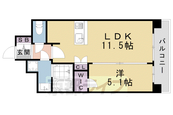 クリスタルグランツ京都西大路(1LDK/7階)の間取り写真