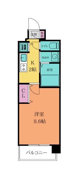 ベイプレイス小倉(1K/4階)の間取り写真