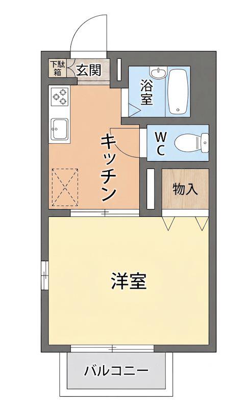 フィールドパレス(1K/1階)の間取り写真