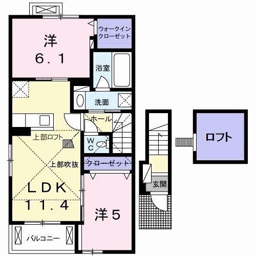 ベネヴォレンテF(2SLDK/2階)の間取り写真