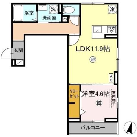 PREMILIFE碩田町(1LDK/3階)の間取り写真