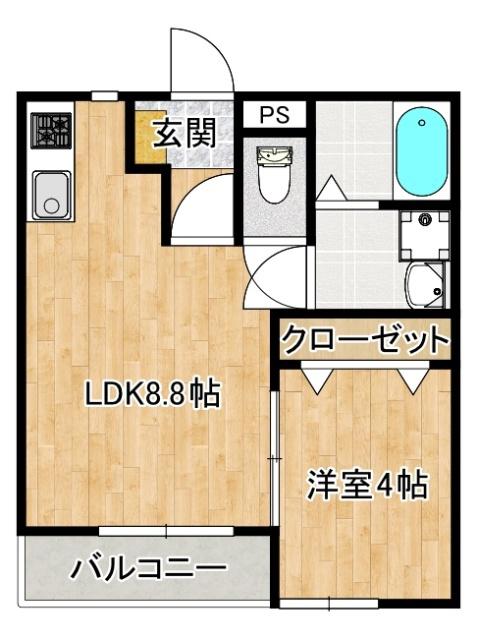 ACERO木風(1LDK/2階)の間取り写真
