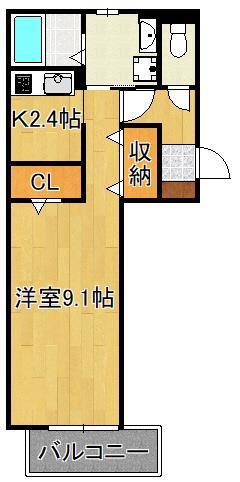 エルカーサ門司駅前(1K/2階)の間取り写真