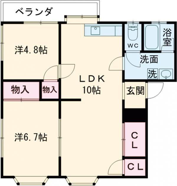 成田ハイム(2LDK/2階)の間取り写真