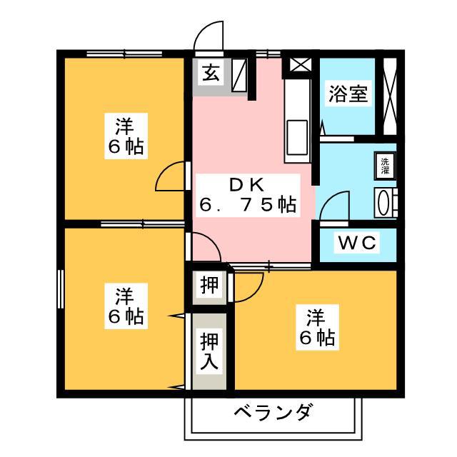 レインボーハイツ(3DK/2階)の間取り写真