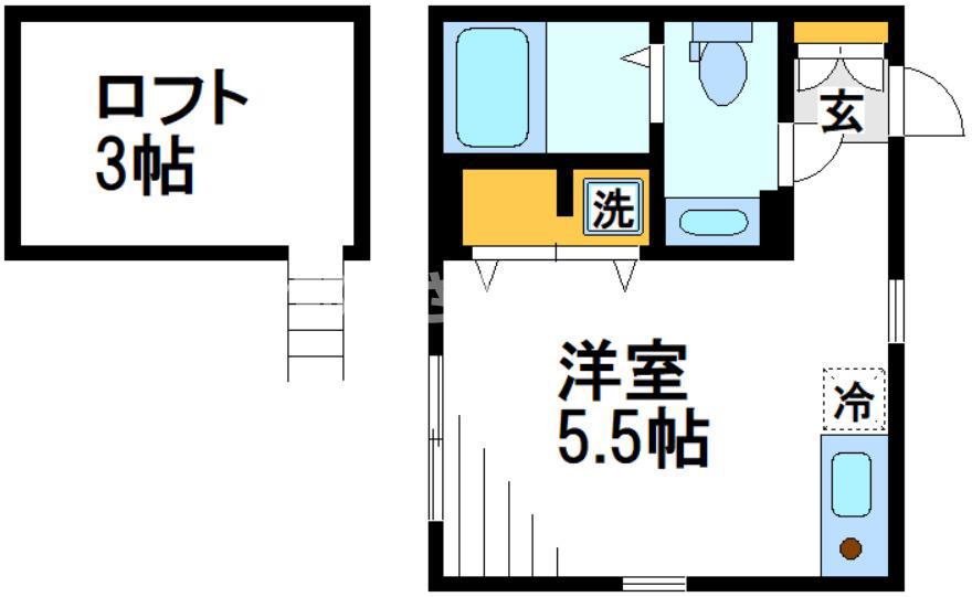 STUDIO中野坂上学生・社会人にオススメ初期費(ワンルーム/2階)の間取り写真