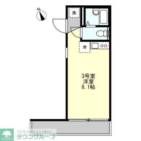 ベイルーム横浜鶴見II(ワンルーム/2階)の間取り写真