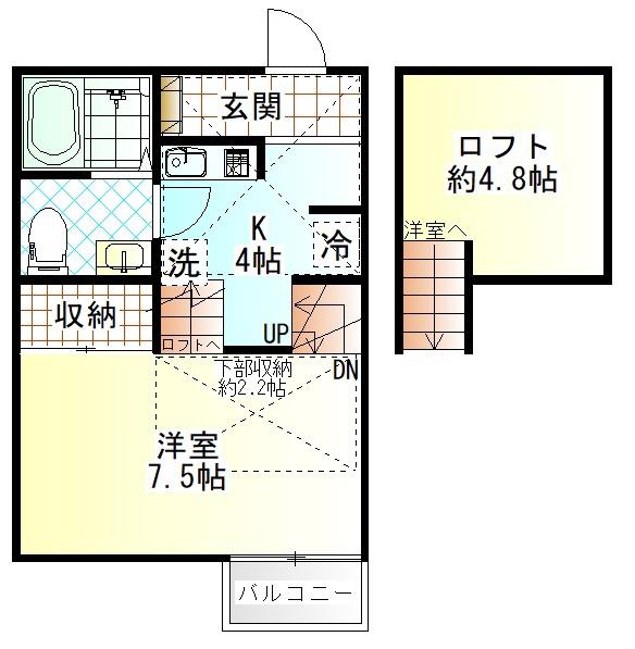 グランリュクス(1K/1階)の間取り写真