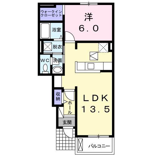 カンパーニュ和(1LDK/1階)の間取り写真