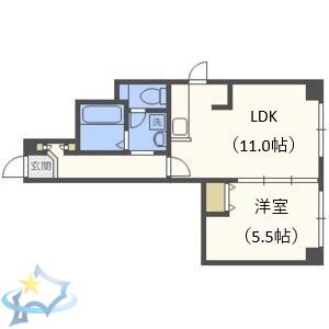 PRESENCE大通15(1LDK/5階)の間取り写真