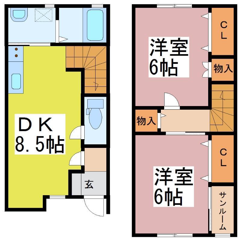 MDハウス上北野(2DK/1階)の間取り写真