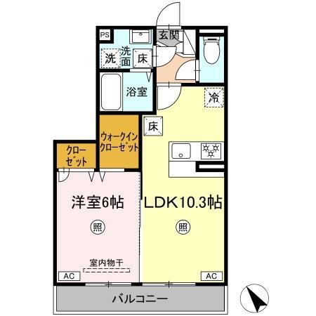 D-ROOM柊(1LDK/1階)の間取り写真